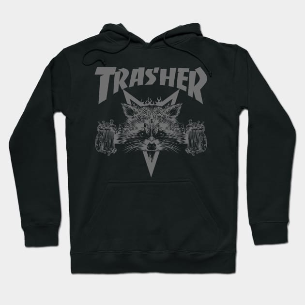 TRASHER (grey) Hoodie by joeyjamesartworx